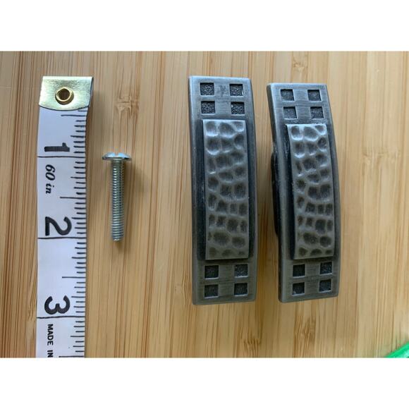 Hammered Nickel Pewter Look Rectangular Pulls Craftsman Style Set 16 - Picture 1 of 3